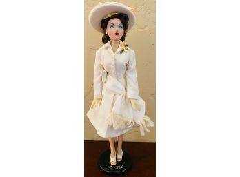 Vintage Doll By 'Gene' Mel Odom For Ashton Drake Galleries Brunette In Ivory Dress And Hat