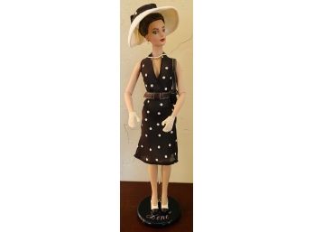 Vintage 2001 Robert Tonner Doll In Brown PolkaDot Dress And Hat