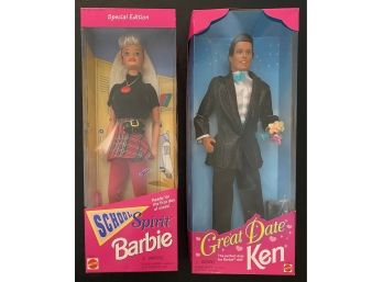 Sweet Collection Of Barbies- School Spirit 1995 Special Edition And Great Date Ken 1996