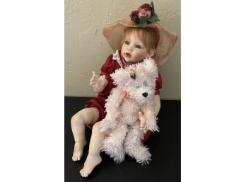 The Bearington Collection 'marietta' Doll W/ Teddy Bear