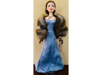 Vintage Doll By 'Gene' Mel Odom For Ashton Drakes Galleries Brunette In Blue Formal Evening Gown And Faux Fur