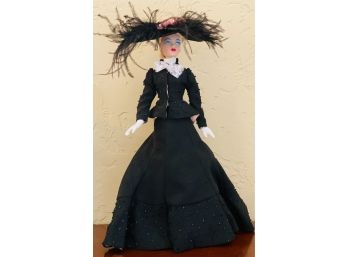 Vintage Mel Odom For Ashton Drake Galleries Doll With Black Gown And Feathered Hat