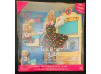 Vintage Barbie 1995 Teacher Barbie Doll & Kids Set All Blonde NIB