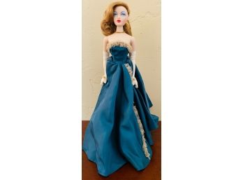 Vintage Doll Mel Odom, 'Gene' For Ashton Drake Galleries In Blue-Green Formal Evening Gown & Long White Gloves