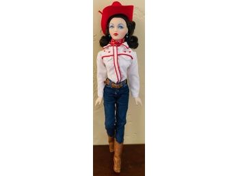 Vintage Doll By 'Gene' Mel Odom For Ashton Drake Galleries Brunette In Western Outfit & Red Hat