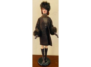 Vintage Doll In Brown Wool Skirt Suit And Boots Unmarked