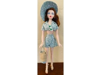 Vintage Doll By 'Gene' Mel Odom For Ashton Drake Galleries Redhead In Green Polka Dot 2 Piece Summer Outfit