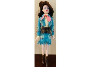 Vintage Doll By 'Gene' Mel Odom For Ashton Drake Galleries Brunette In Turquoise 2 Piece Western Outfit