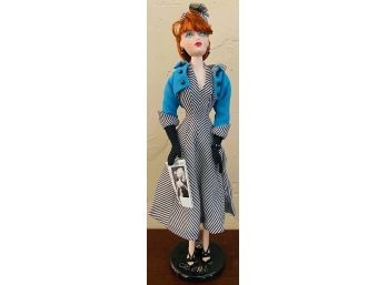 Vintage Doll By 'Gene' Mel Odom For Ashton Drake Galleries Redhead With Striped Dress And Blue Jacket