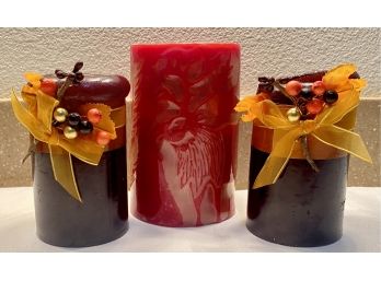 Beautiful Elk & Fall Candle Lot (3 Pieces)