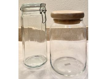 2 Beautiful Glass Jar Containers
