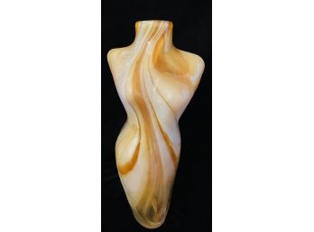Murano Like Blown Glass Female Form Vase Amber Tones