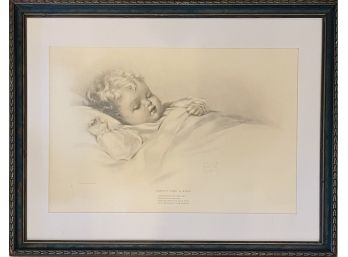 Vintage 1930s Framed Print  With Child And Verse By Besse Pease Gutmann 'Mighty Like A Rose'
