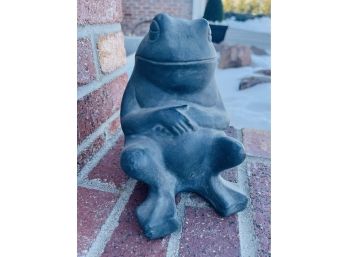 Ceramic Reclining Frog Figurine With  Matte Finish
