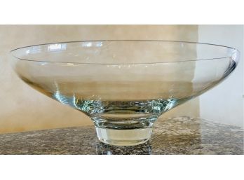 Large Glass Bowl With Narrow Base & Flared Top