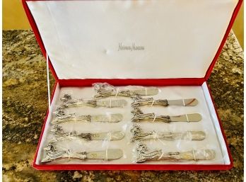 Neiman Marcus Set Of 9 Reindeer Appetizer Knives In Box Engraved With Reindeer Names