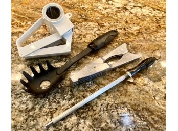 Cheese Grater Herb Scissors & Pasta Spoon Lot