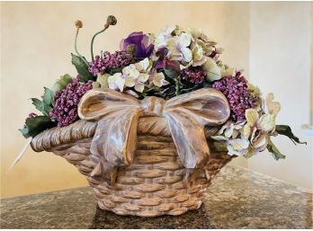 Flower Basket With Faux Floral Arrangement