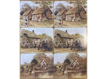English Cottage Scenes Place Mats On Cork Board