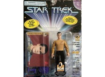 Vintage 1996 Playmates Star Trek Captain Christopher Pike W/ 30th Anniversary Collector Card Unopened