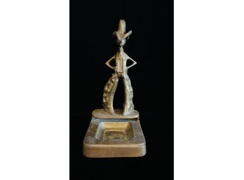 Vintage Brass Frank Art Cowboy Figurine Ashtray