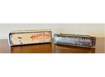 Antique M. Hohner Marine Band Harmonika #1896 With Box