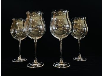 4 Fine Hand Blown Glass Wine Goblets