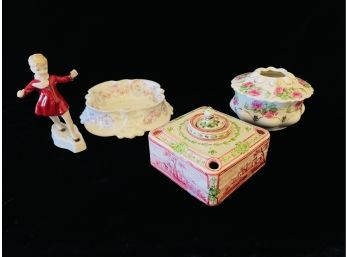 Antique Porcelain Lot With Hair Receiver & More