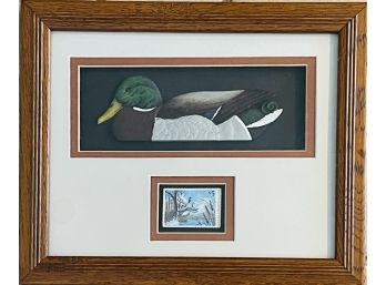 Vintage Framed Signed Decoy Print With Ducks Unlimited Stamp