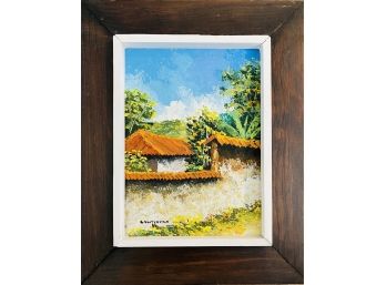 Framed Original Oil Painting Honduran Tropical Home