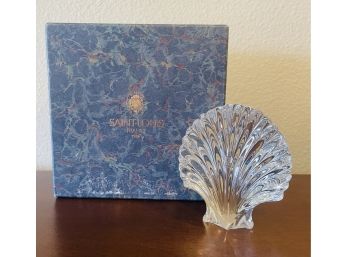 Gorgeous St Louis Art Glass Shell Paper Weight With Box