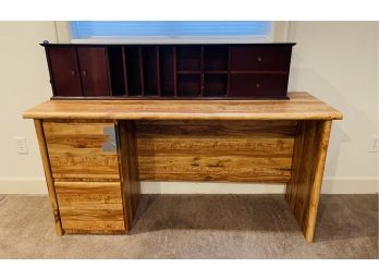 Solid Wood Desk With 2 Drawers & Dark Veneer Wood Organizer