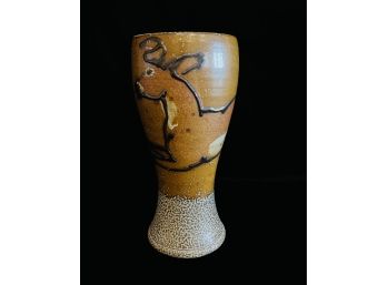 Handmade Stoneware Pottery Deer Beer Glass -Stamped
