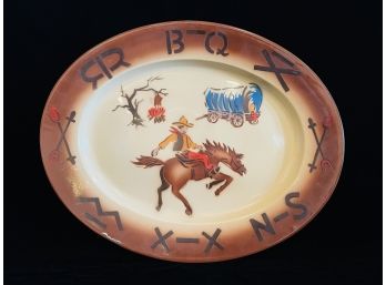 Vintage Western Enamelware Oval Platter