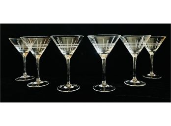 6 Cut Crystal Martini Glasses