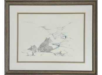 Signed & Numbered Peter Parnall Limited Ed. Lithograph Coyote Pups