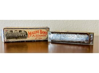 Antique M. Hohner Marine Band Harmonica #1896 With Box