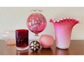 Lovely Vintage Red & Pink Art Glass Lot