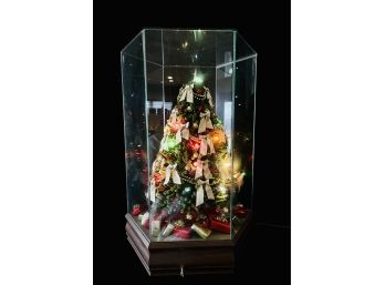 Musical And Lighted Tabletop Christmas Tree In Glass Case