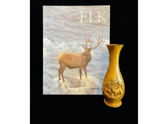 Vintage Celluloid Vase With Deer & Photographic Elk Book