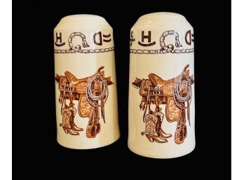 Vintage Westward Ho Rodeo Pattern Salt & Pepper Shakers By True West