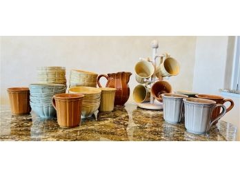32 Pcs. Portuguese Stoneware Mugs Bowls & More