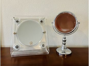 2 Magnifying Vanity Mirrors With 1 Lighted
