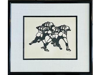 Signed Etching Football Players Early 1970's From Sport Illustrated