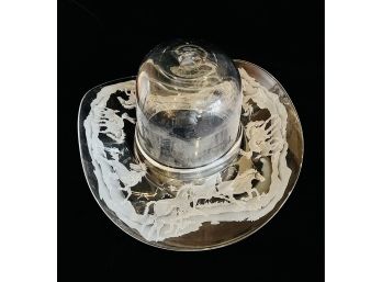 Fantastic Evergreen Crystal  Inc. Limited Ed. Crystal Cowboy Hat With Etched Stallions  Ice Bucket