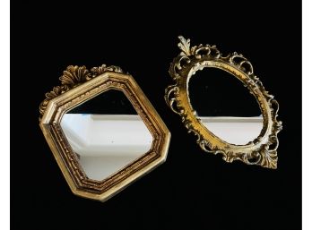 2 Small Ornate Gilt Frame Wall Mirrors