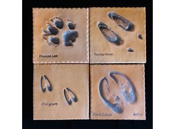 4 Handmade Wild Tracks Tiles From Prairie Fire Pottery Beach, ND