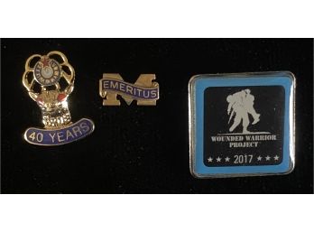 Collection Of Pins Incl. Emeritus, BPOE Elks Club & Wounded Warrior Project