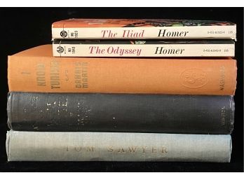 Homer's The Iliad &the Odyssy Paperback, Tom Sawyer Hard Cover, & More Books Lot