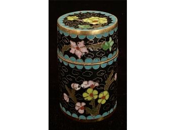 Small Vintage Chinese Cloisonne Blossoms Trinket Box